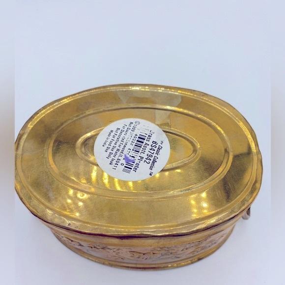 Vintage Hosley International Solid Brass Oval Decorative Bowl With Handles - Picture 5 of 6